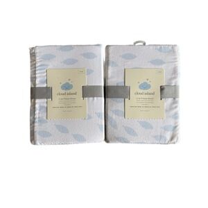 2-Crib Fitted Sheets Cloud Island  100% cotton for Standard Crib Mattresses NEW